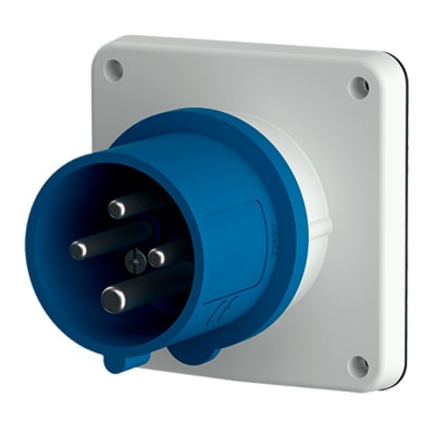 ENCHUFE EMPOTRABLE 32AMP 3P+T 250V AZUL 9H IP44 (CONTACTOS NIQUELADOS) MENNEKES