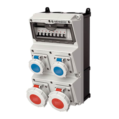 CAJA COMBINADA AMAXX IP67 2 TOMAS 32A 3P+T 415V 6H + 2 TOMAS 16A 2P+T 250V 6H C/2 INTERRUPT.TERMO 3X32A C/2 INTERRUPT 1X16A+N MENNEKES