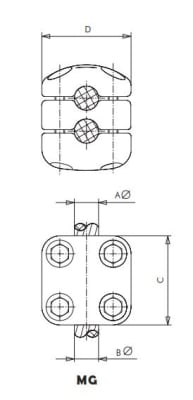 GRAPA PARA CABLE EN PARALELO MG-2222 ARAGCU AS