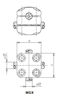 GRAPA PARA CABLE EN CRUZ MGX-4343 ARAGCU AS
