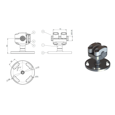 SOPORTE RECTO PARA CABLE MONTADO SOBRE AISLADOR (2 BRIDAS) MPC-30127 ARAGCU AS