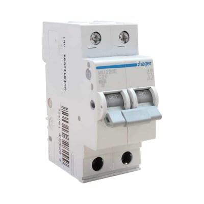 INT. AUTOM. TERMOMAGNETICO C 2X20 AMP. 10KA/230V -IEC 60898 HAGER