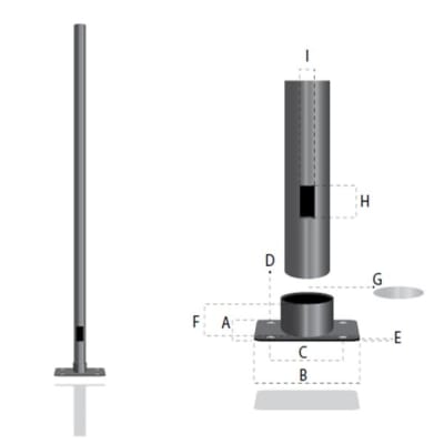 POSTE METALICO TUBULAR TP RECTO 7-8MTS ØB62MM ØC80-90MM ØD98-108MM GALV CALIENTE ARAGCU AR