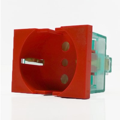 TOMA SCHUKO L/T 10/16A 250V ROJO POLARIZADO CON PROTECCION (2 MODULOS) CAMBRE