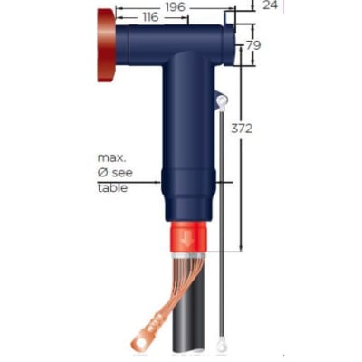CONECTOR ''T'' 1250A, 630A 400MM 42KV RSTI-6951 RAYCHEM