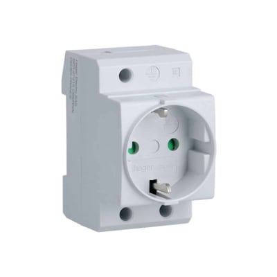 TOMACORRIENTE EN RIEL TIPO SCHUKO 10/16AMP 2P+T 230VAC HAGER