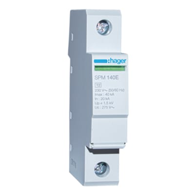 LIMITADOR DE SOBRETENSION TIPO 2 MONOBLOC 1P. 40KA 275V. UP MENOR/IGUAL 1.2 KV HAGER