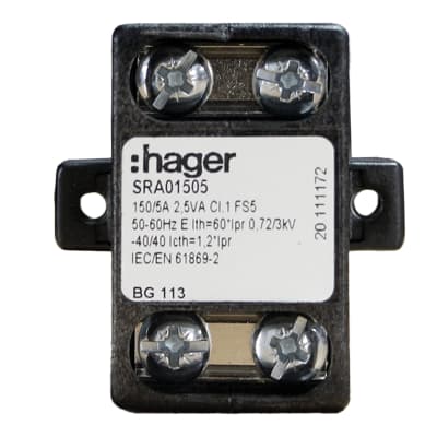 TC. CLASE 1/2.5VA-230V. 50/60HZ 150/5A. BUSBAR 30X10/25X15/20X20MM. HAGER