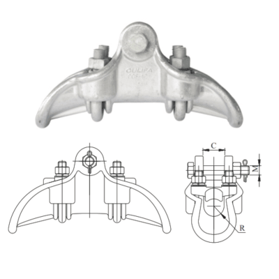 GRAPAS DE SUSPENSION ALUMINIO MODELO CGF-4 Ø19.6-28.0MM 70KN ARAGCU HE