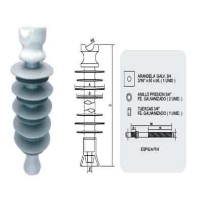 AISLADOR POLIMERICO TIPO PIN STPC-A-46kV SILICON TECHNOLOGY