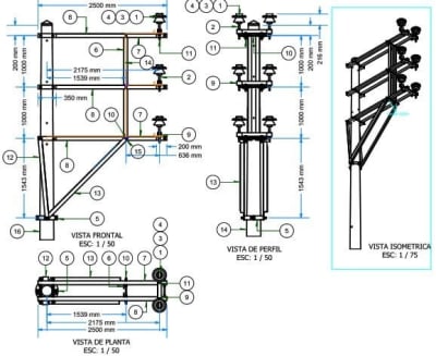 SOPORTE DE MANIOBRA PARA SECCIONAMIENTO TIPO II INC ACC MT-74 MT-75 - MT-76 GALV CALIENTE ARAGCU AR