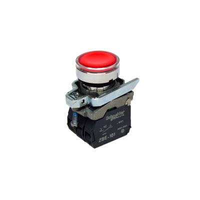 PULSADOR LUMINOSO RASANTE ROJO 22MM 220VAC NA+NC XB4BW34M5 SCHNEIDER ELECTRIC