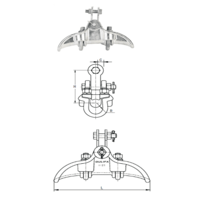 GRAPAS DE SUSPENSION ALUMINIO (TIPO BARQUITO) MODELO XGA-10040 32.0-40.0MM 100KN ARAGCU HE