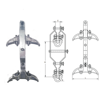 GRAPAS DE SUSPENSION ALUMINIO DOBLE (TIPO BARQUITO) MODELO XGS-8040/500 32.0-40.0MM 80KN ARAGCU HE