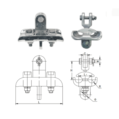 GRAPAS DE SUSPENSION HIERRO MALEABLE PUENTE GEMELOS MODELO XTS-6034 27.0-33.0MM 60KN ARAGCU HE