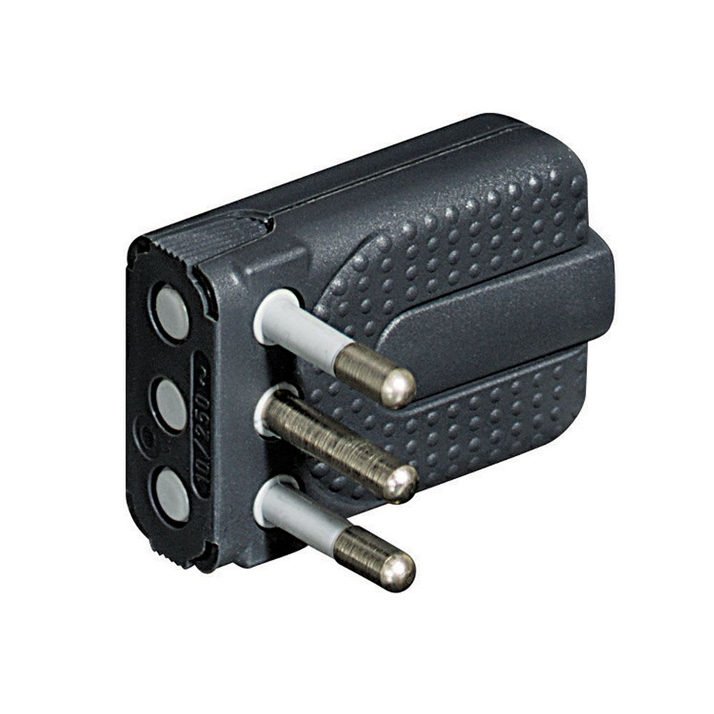 ENCHUFE CON ESPIGAS REDONDAS 2X10A+T 250V CORNER PVC S2465TGE BTICINO1