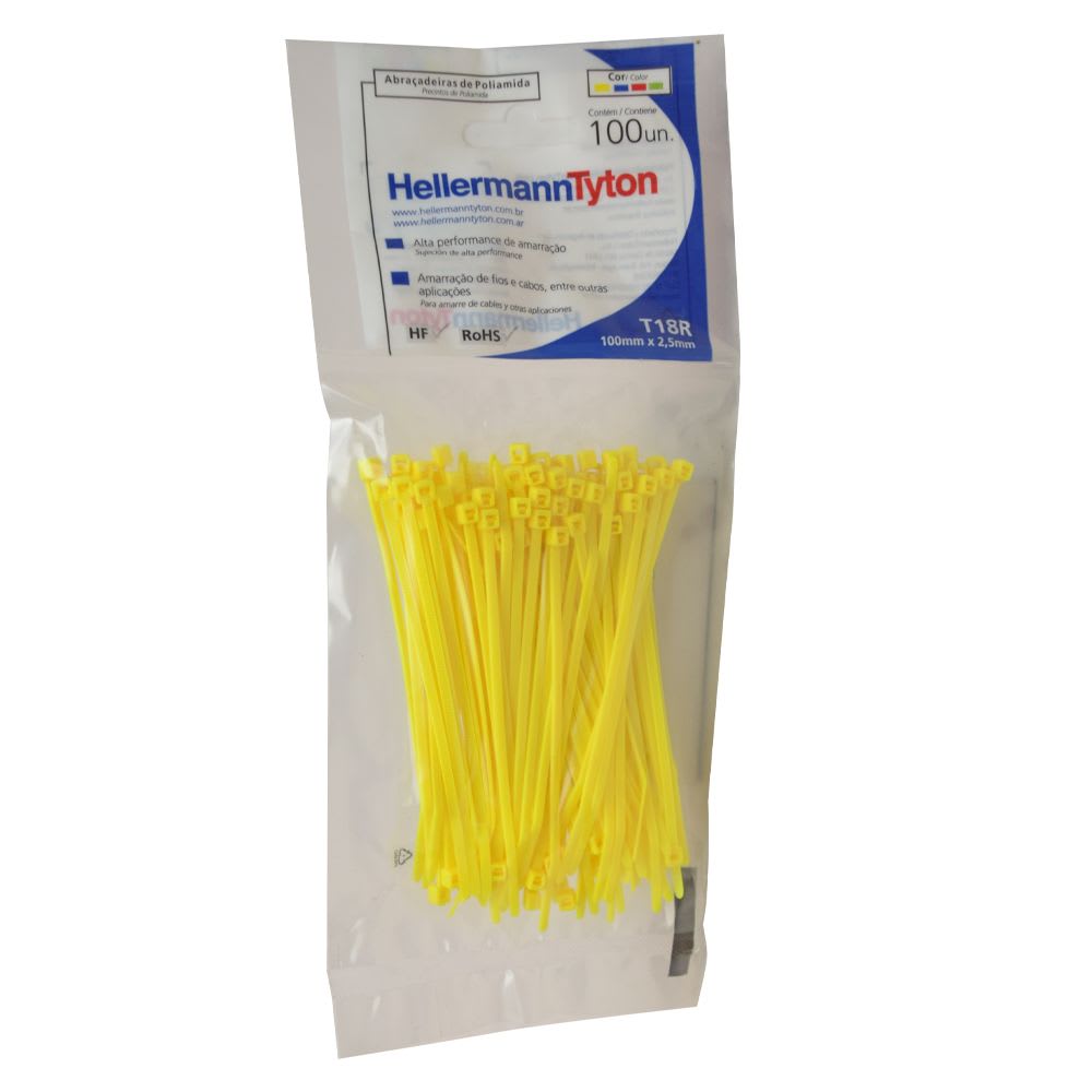 AMARRACABLE AMARILLO 150X3.6MM X100UND T30R-Y HELLERMANNTYTON