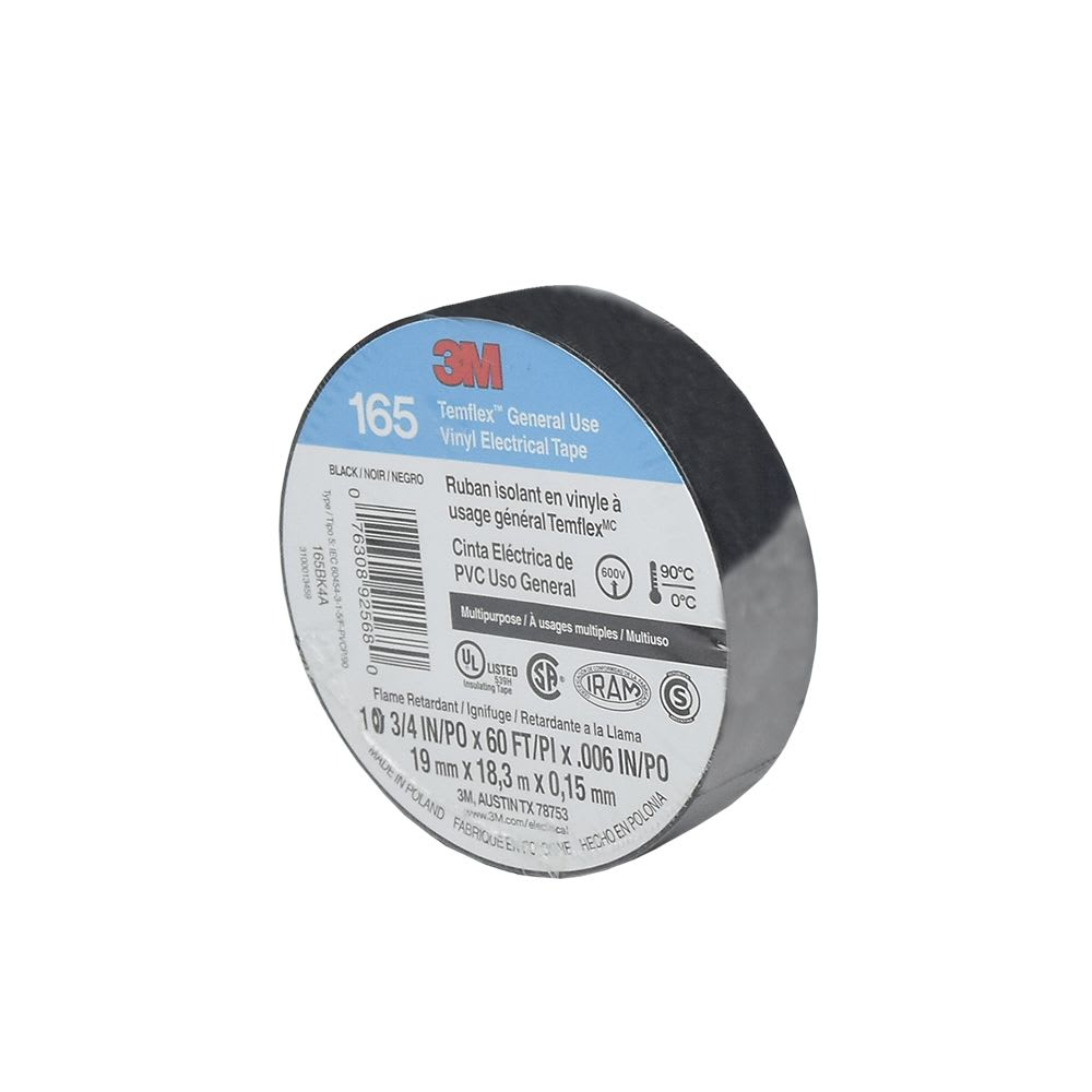 CINTA AISLANTE VINILICA TEMFLEX 165 3/4''X18MTS NEGRO UU009472471 3M PERU