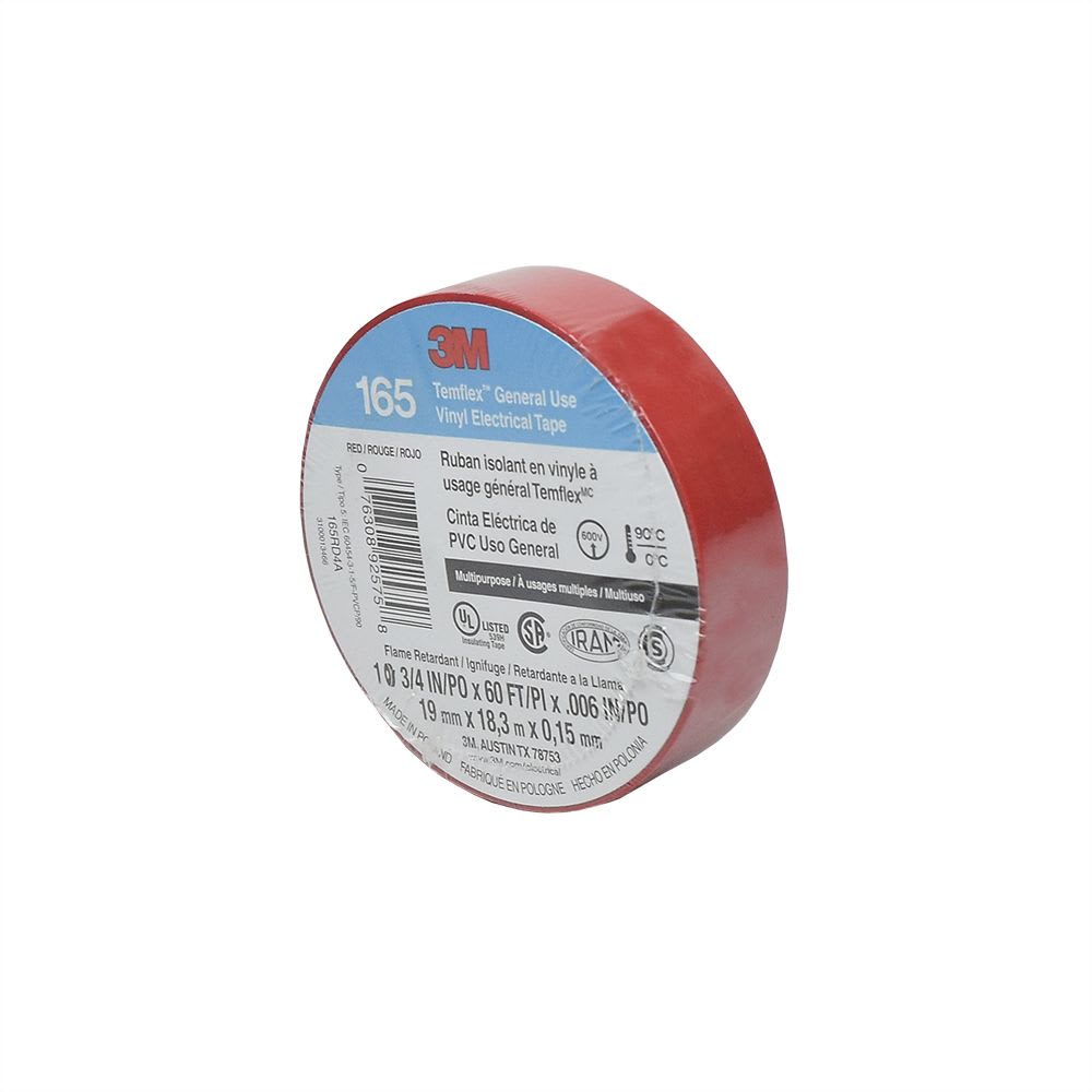 CINTA AISLANTE VINILICA TEMFLEX 165 3/4''X18MTS ROJO UU009472679 3M PERU