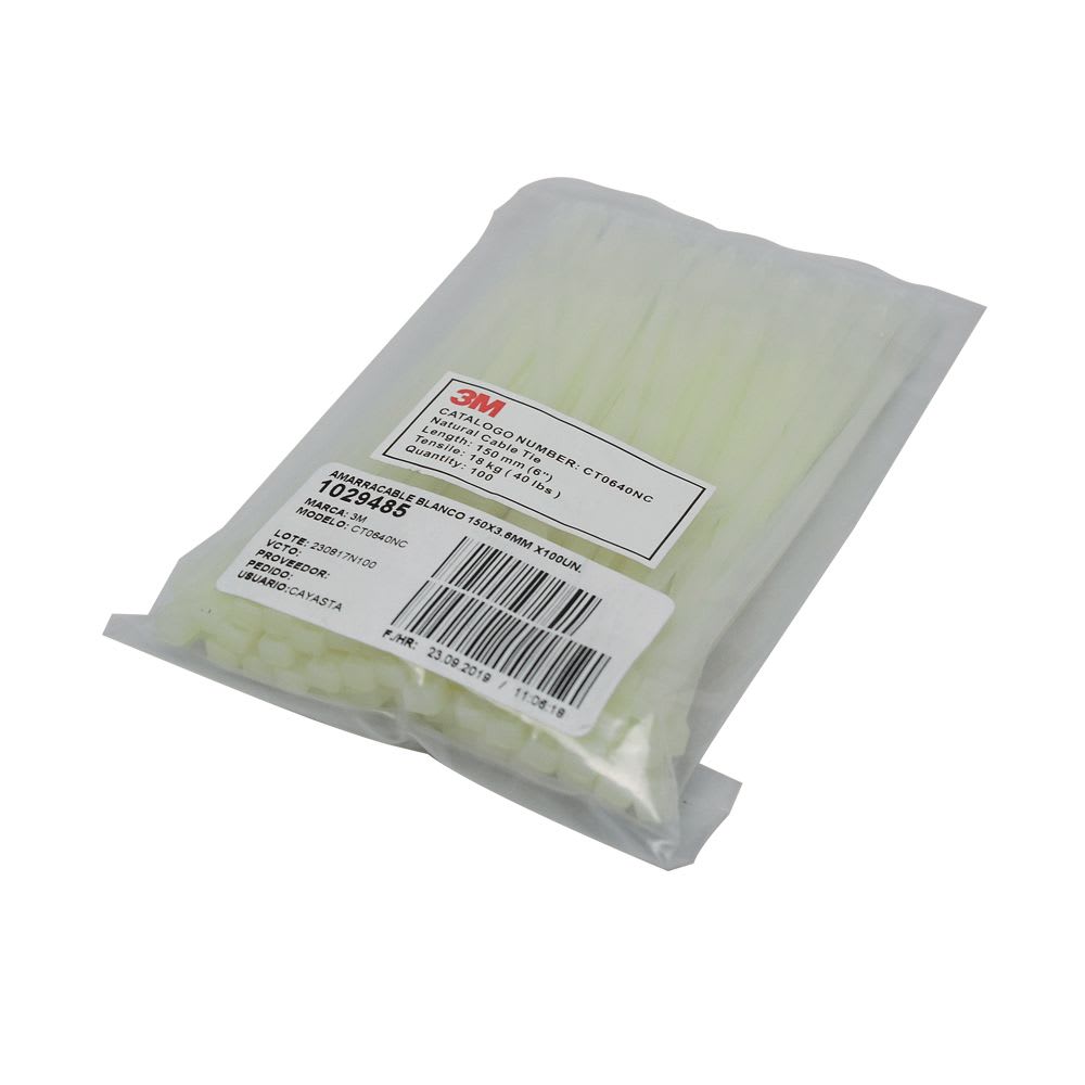 AMARRACABLE BLANCO 150X3.6MMX100UND WE600011541 3M1