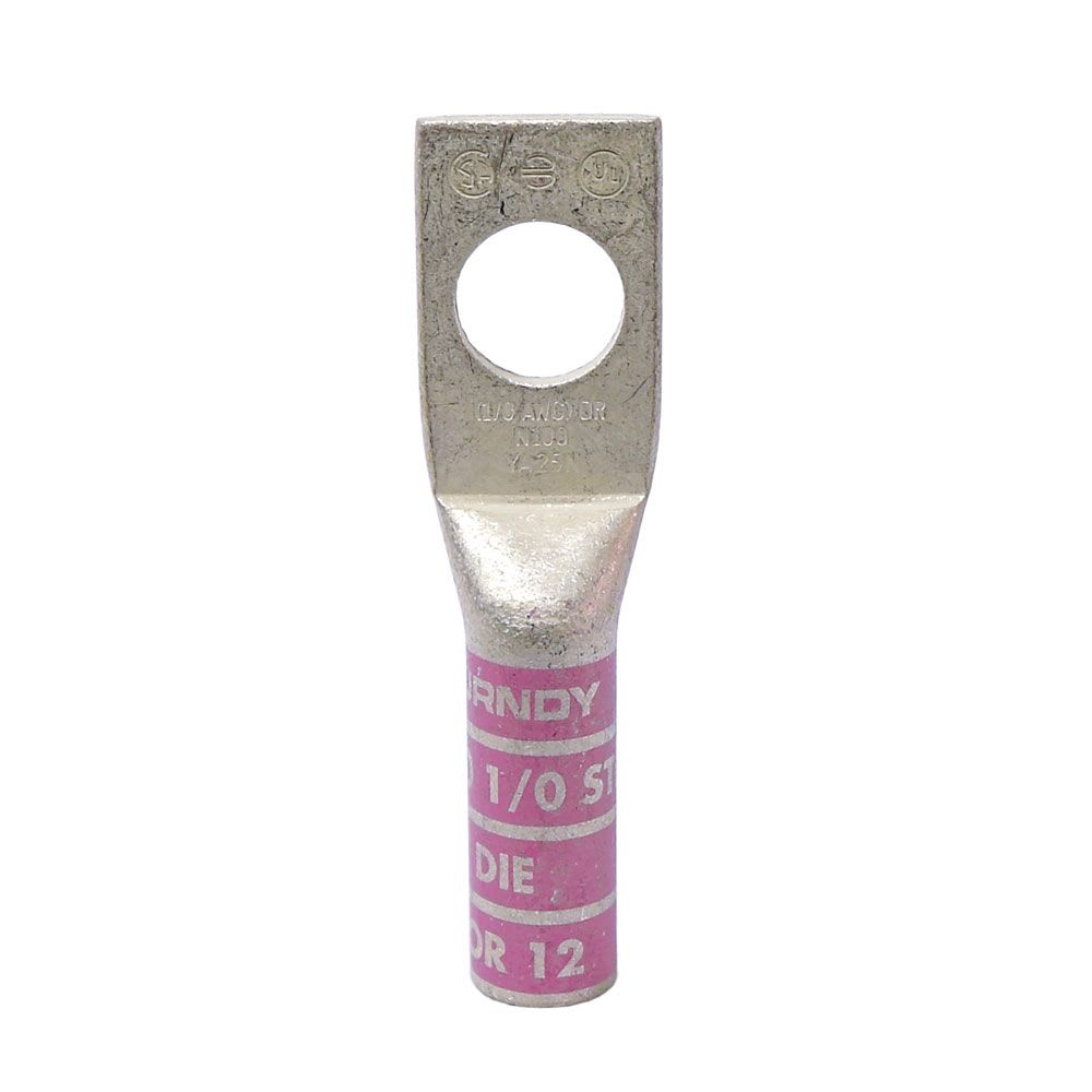 TERMINAL A COMPRESION CON BARRIL LARGO CU/ES.1/0AWG 1H 5/16'' 35KV YA25 BURNDY
