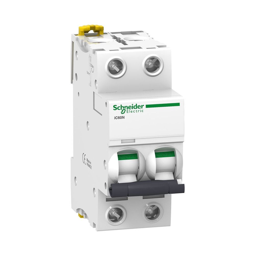 INTERRUPTOR TERMOMAGNETICO 2X25A 20/10/6KA 240/400/440V TIPO C IC60N DIN A9F74225 SCHNEIDER ELECTRIC