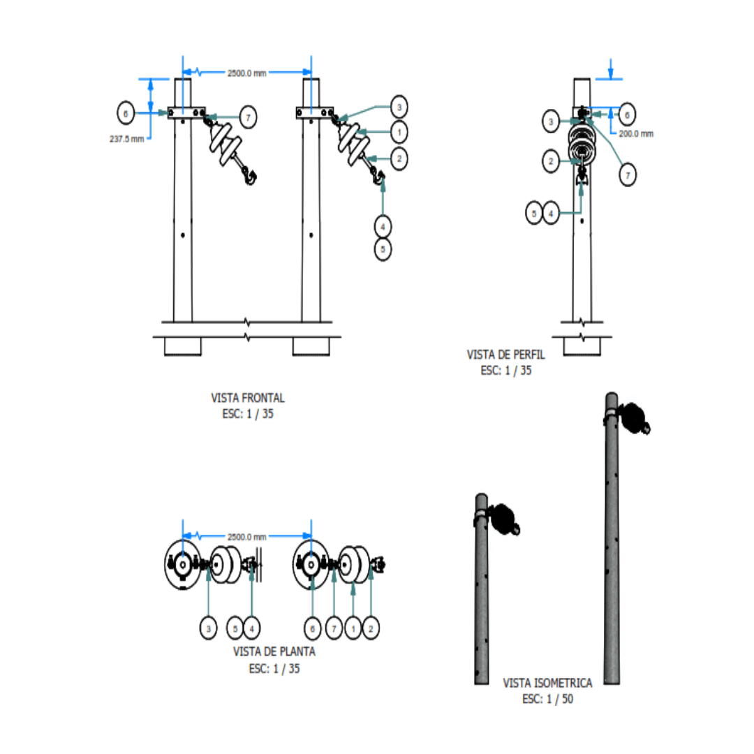 ARMADO TIPO ABD8 BIFASICO DUO DE MEDIA TENSION GALV CALIENTE ARAGCU AR1
