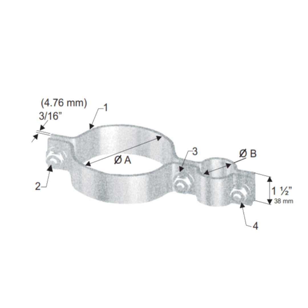 ABRAZADERA SIMPLE PARA PASTORAL 185X48MM ESP(1-1/2''X3/16'') GALV CALIENTE AP6012084 ARAGCU AP2