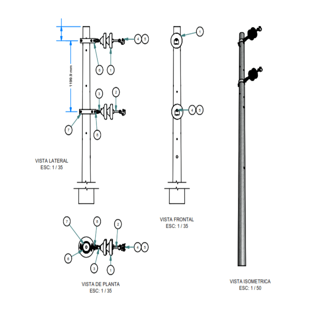 ARMADO TIPO ABV3 BIFASICO VERTICALES GALV CALIENTE ARAGCU AR1