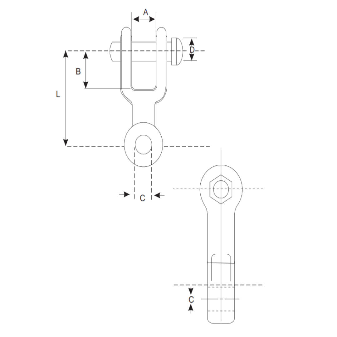 ADAPTADOR HORQUILLA OJO 5/8'' 70KN GALV CALIENTE AP5461008 ARAGCU MT2