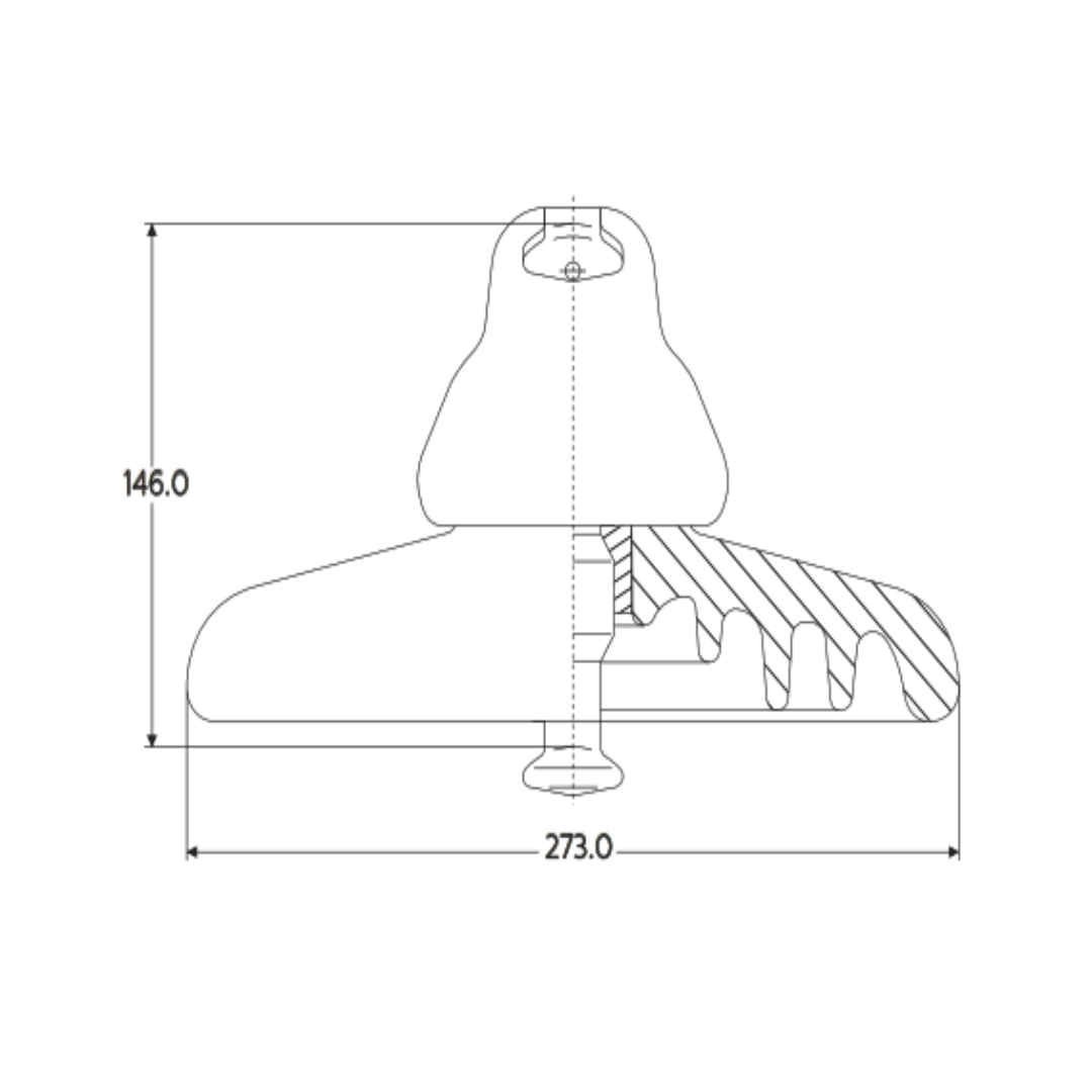 AISLADOR DE SUSPENSION PORCELANA ANSI 52-5 120KN LF-197X300MM 8259 GAMMA2