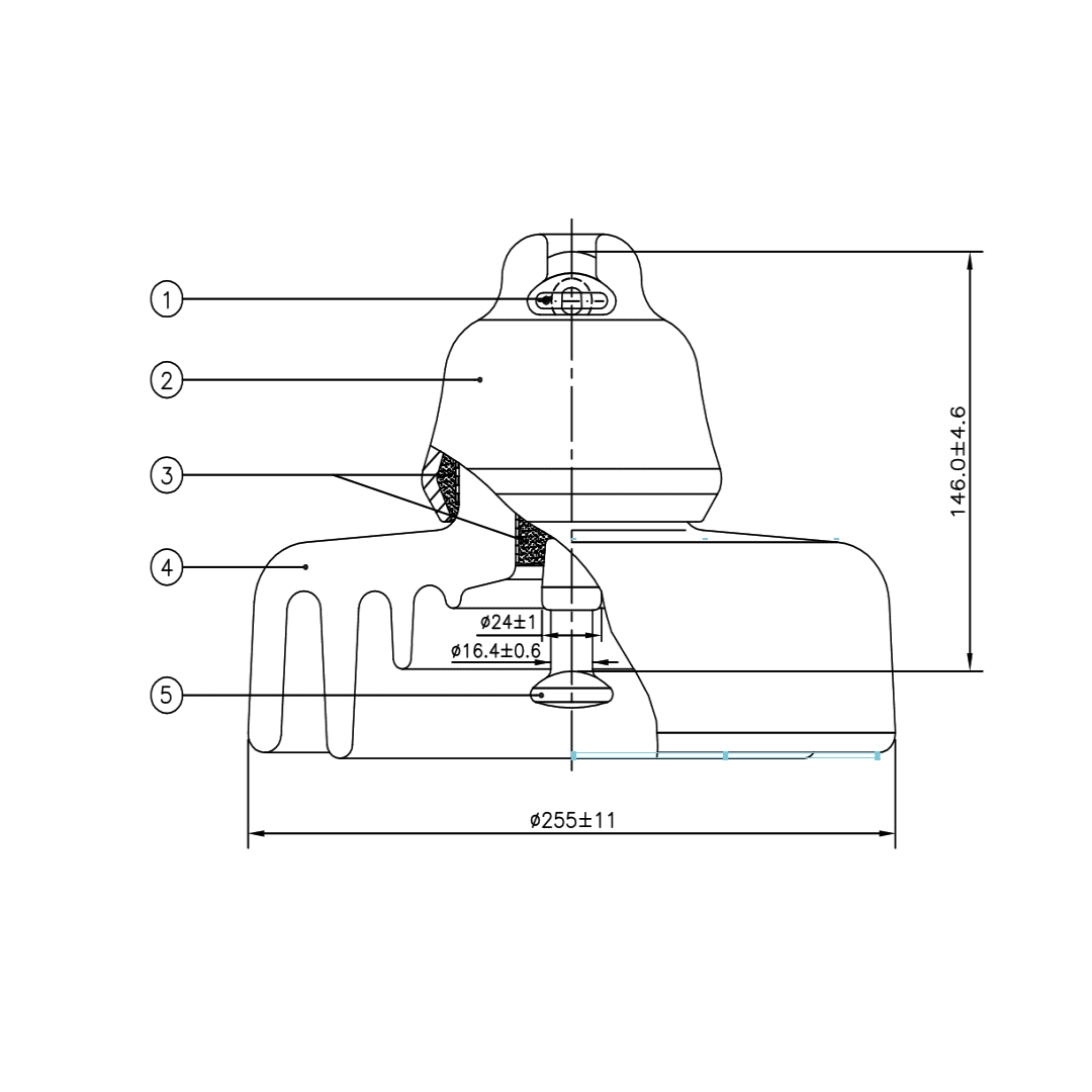 AISLADOR DE SUSPENSION PORCELANA ANTIFOG U120BS455 TYCO ELECTRONICS2