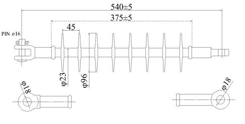 AISLADOR DE SUSPENSION 36KV FXBU-36/70KN POLIMERICO YIKA ELECTRIC2