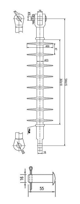 AISLADOR POLIMERICO TIPO SUSPENSIÓN 36KV SERIE FXB1-36/70CT TANHO2