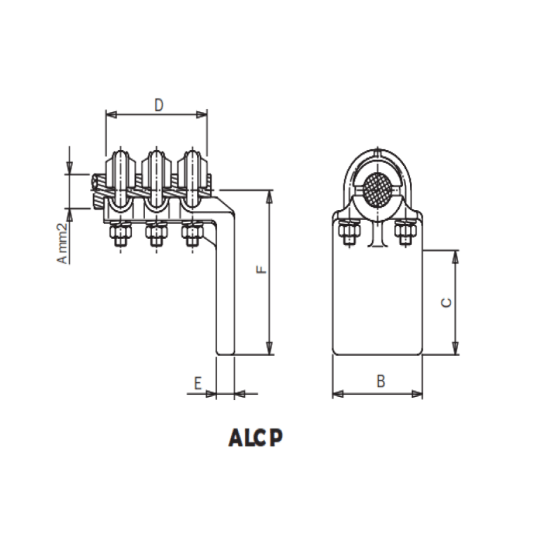 CONECTOR A 90º UNIÓN CABLE AL A PLETINA AL ALCP-38088 ARAGCU AS2