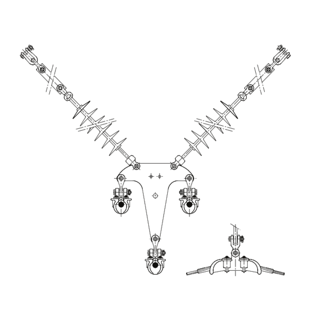 CADENAS DE SUSPENSION DOBLE EN ''V'' PARA CONDUCTOR TRIPLE ARAGCU AT1