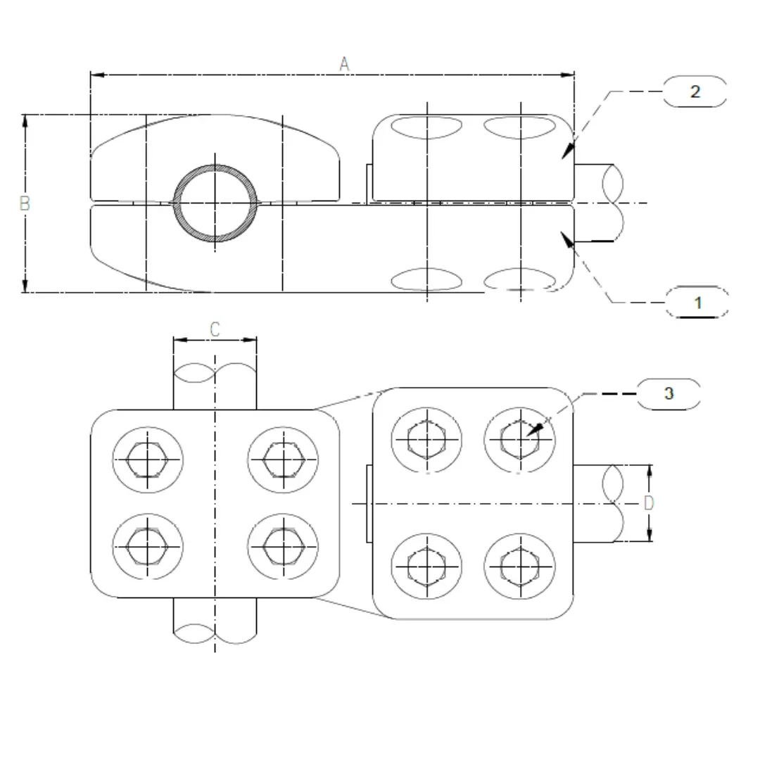 CONECTORES ANTICORONA EN T TUBO-TUBO T:Ø40MM T:Ø40MM MODELO AP350.319 ARAGCU EI1
