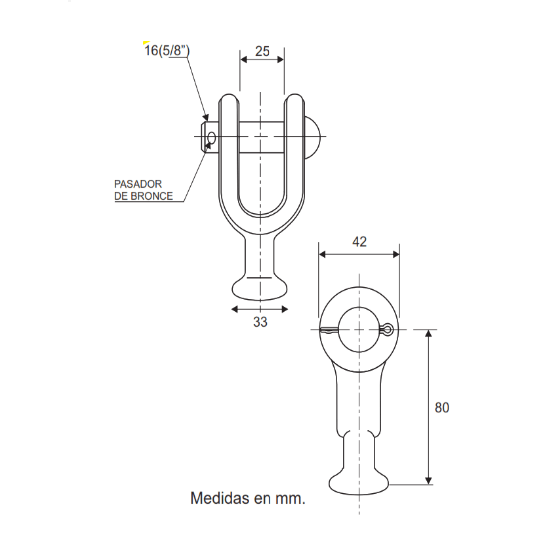 ADAPTADOR HORQUILLA BOLA 5/8'' 71KN GALV CALIENTE AP5461002 ARAGCU MT2