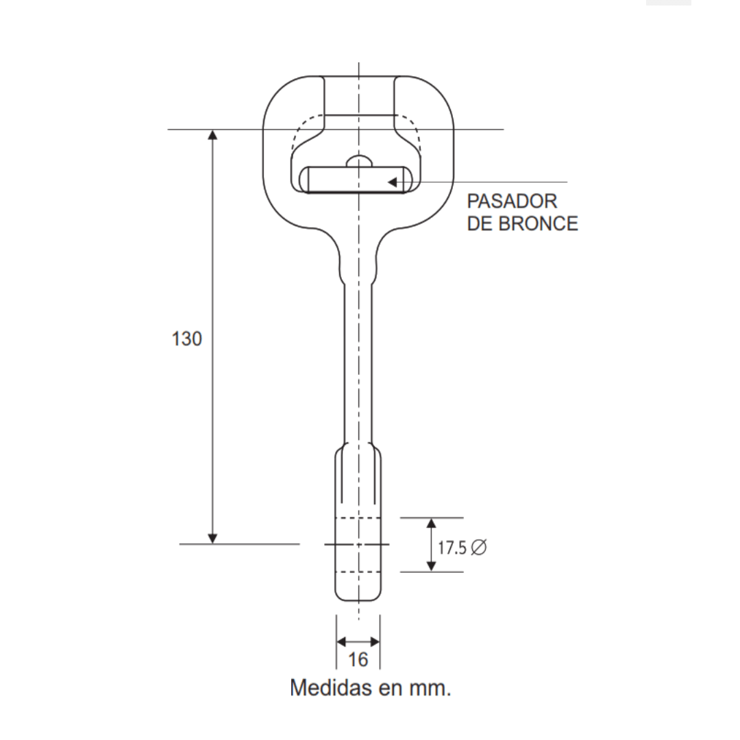 ADAPTADOR CASQUILLO OJO LARGO 16MM 71KN GALV CALIENTE AP5461012 ARAGCU MT2