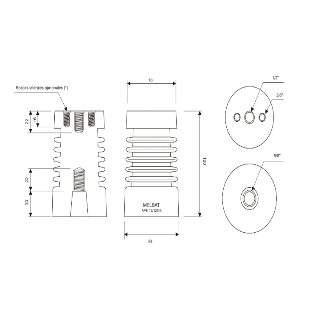 AISLADOR EPOXICO USO INTERIOR TIPO APE 12/120 A MELBAT2