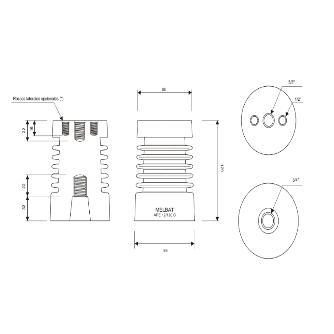 AISLADOR EPOXICO USO INTERIOR TIPO APE 12/120 C MELBAT2
