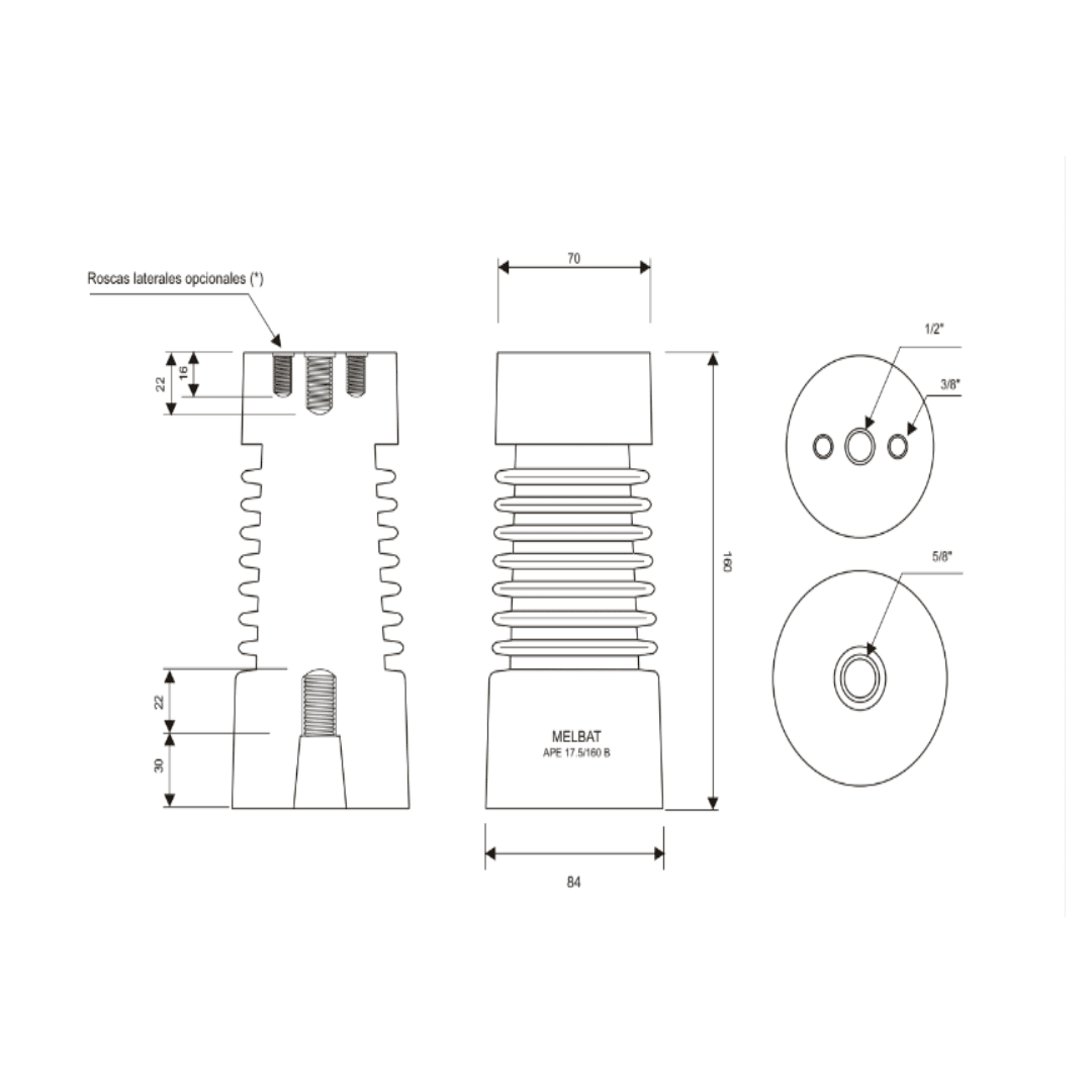 AISLADOR EPOXICO USO INTERIOR TIPO APE 17.5/160 B MELBAT2