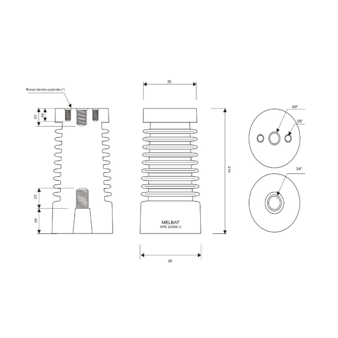 AISLADOR EPOXICO USO INTERIOR TIPO APE 36/300 B MELBAT2