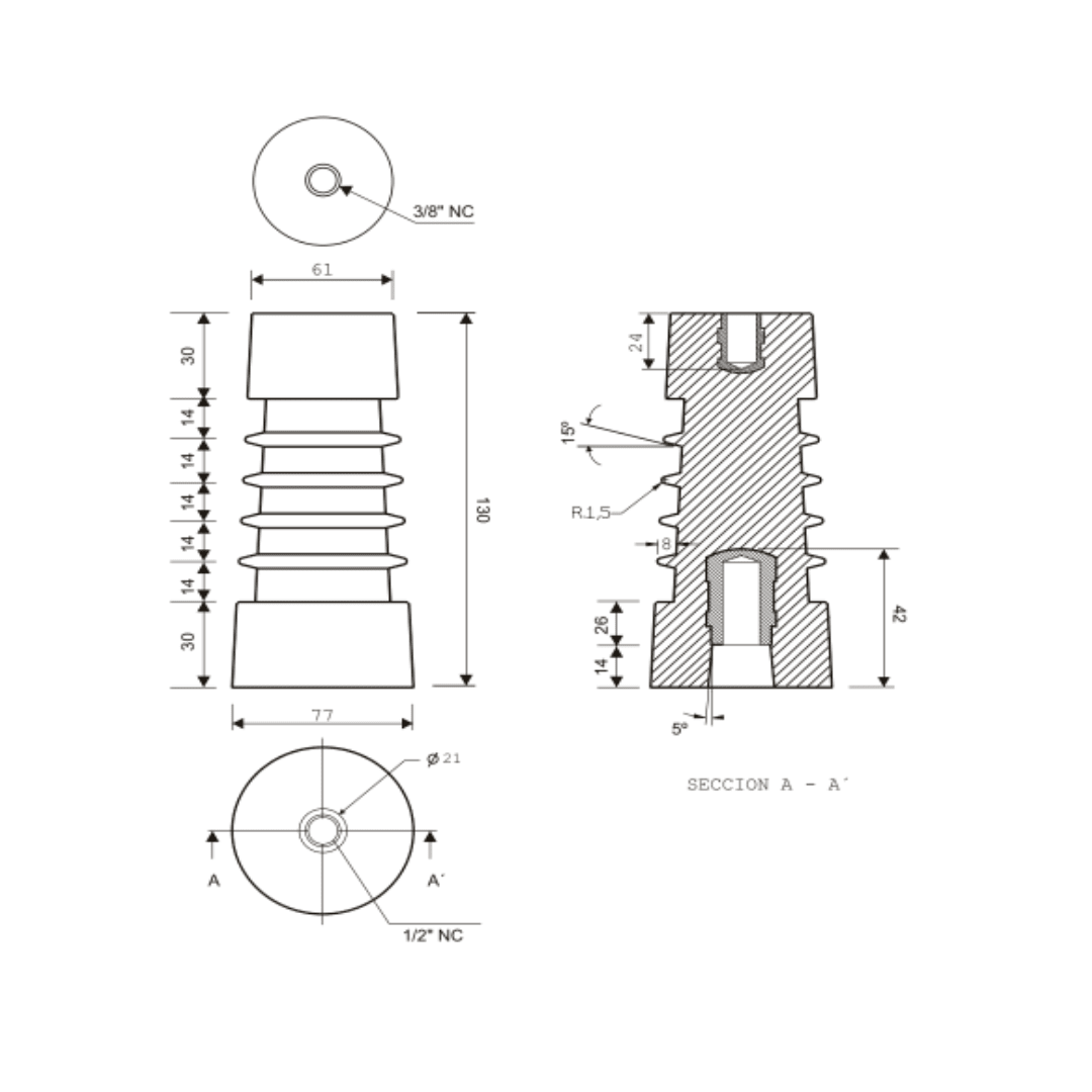 AISLADOR EPOXICO USO INTERIOR TIPO XAPE 12/130 MELBAT2