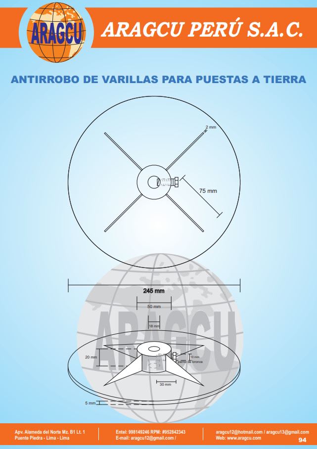 DISCO ANTIRROBO PARA VARILLA DE 3/4'' PARA PUESTA A TIERRA ARAGCU PT3