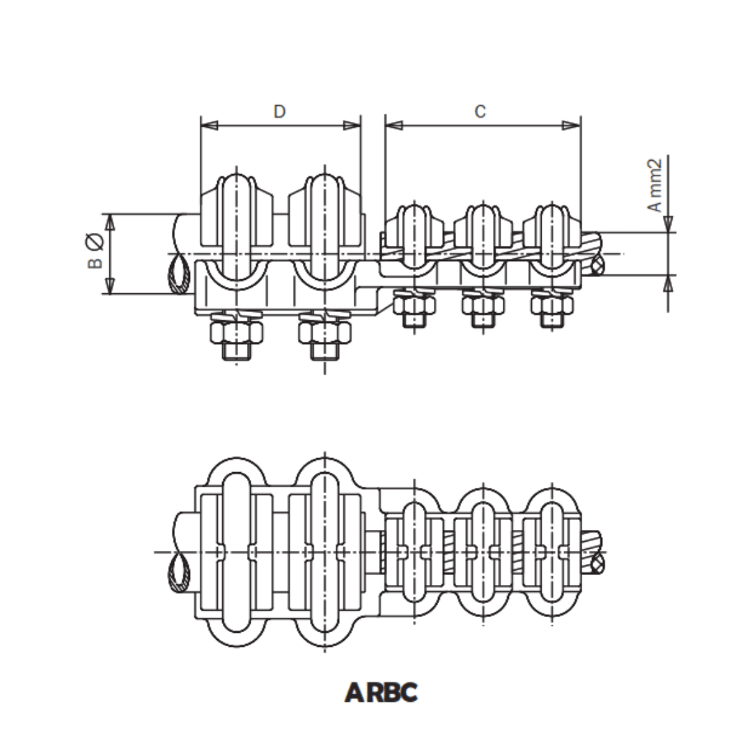 CONECTOR RECTO UNIÓN TUBO AL A CABLE AL ARBC-50545 ARAGCU AS1