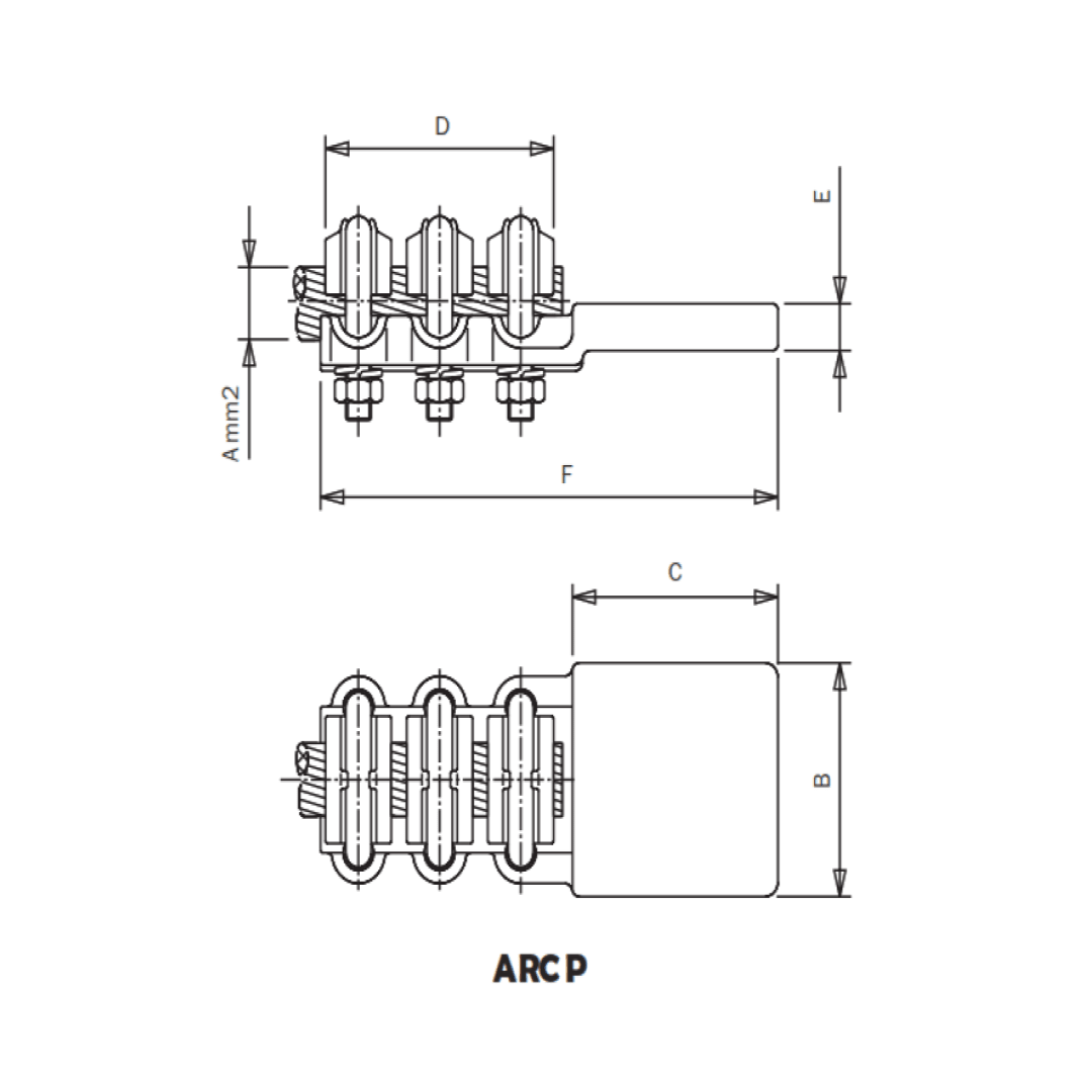 CONECTOR RECTO UNIÓN CABLE AL A PLETINA AL ARCP-54588 ARAGCU AS1