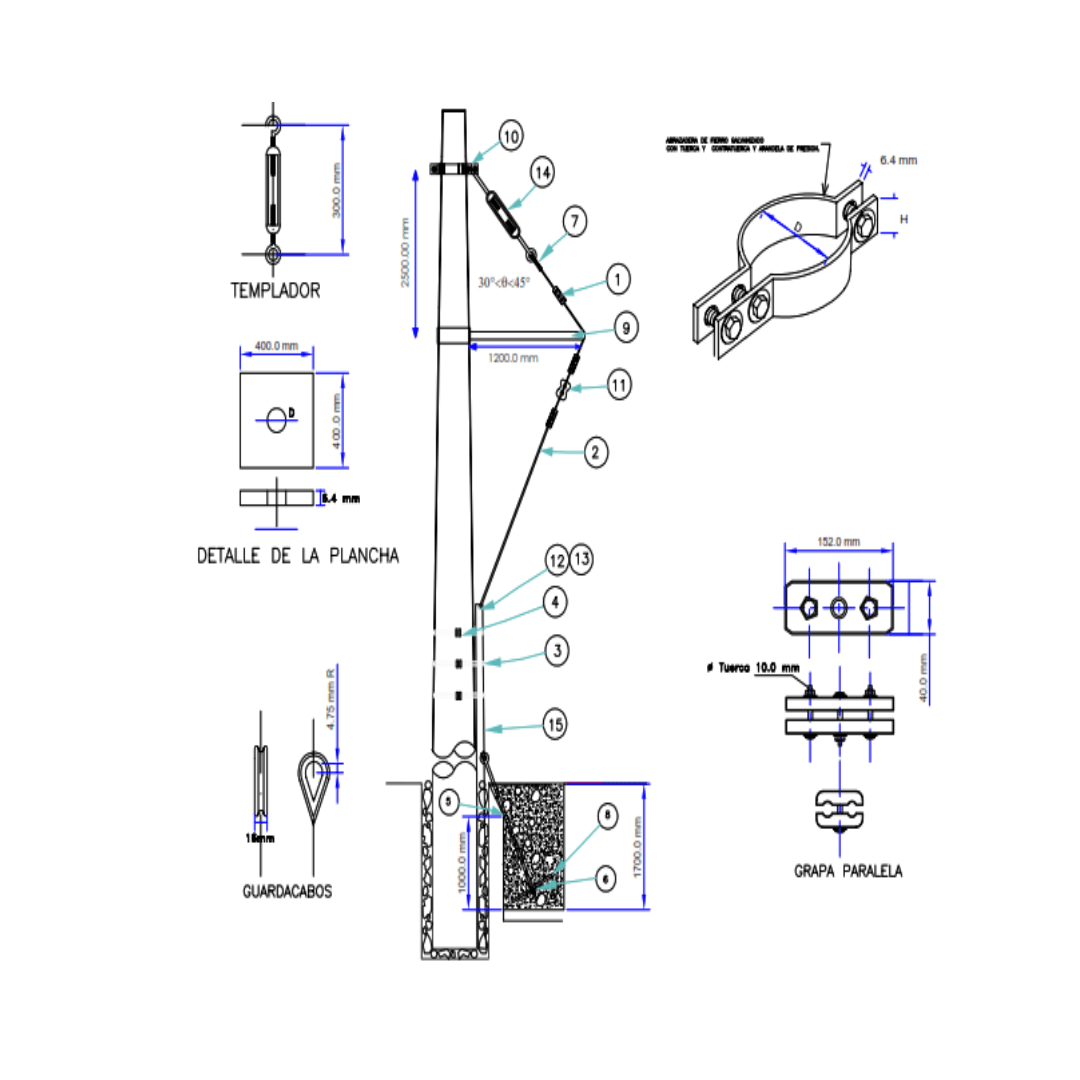 ARMADO TIPO ARV RETENIDA DE MEDIA TENSION RET-MT GALV CALIENTE ARAGCU AR1