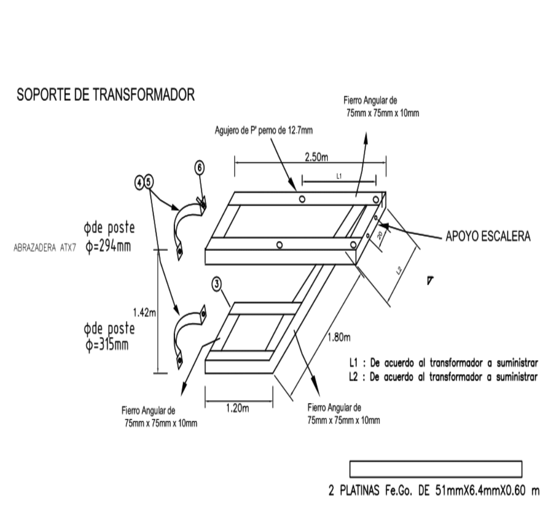 SOPORTE DE TRANSFORMADOR PORTAESCALERA ATSM-B GALV CALIENTE ARAGCU AR
