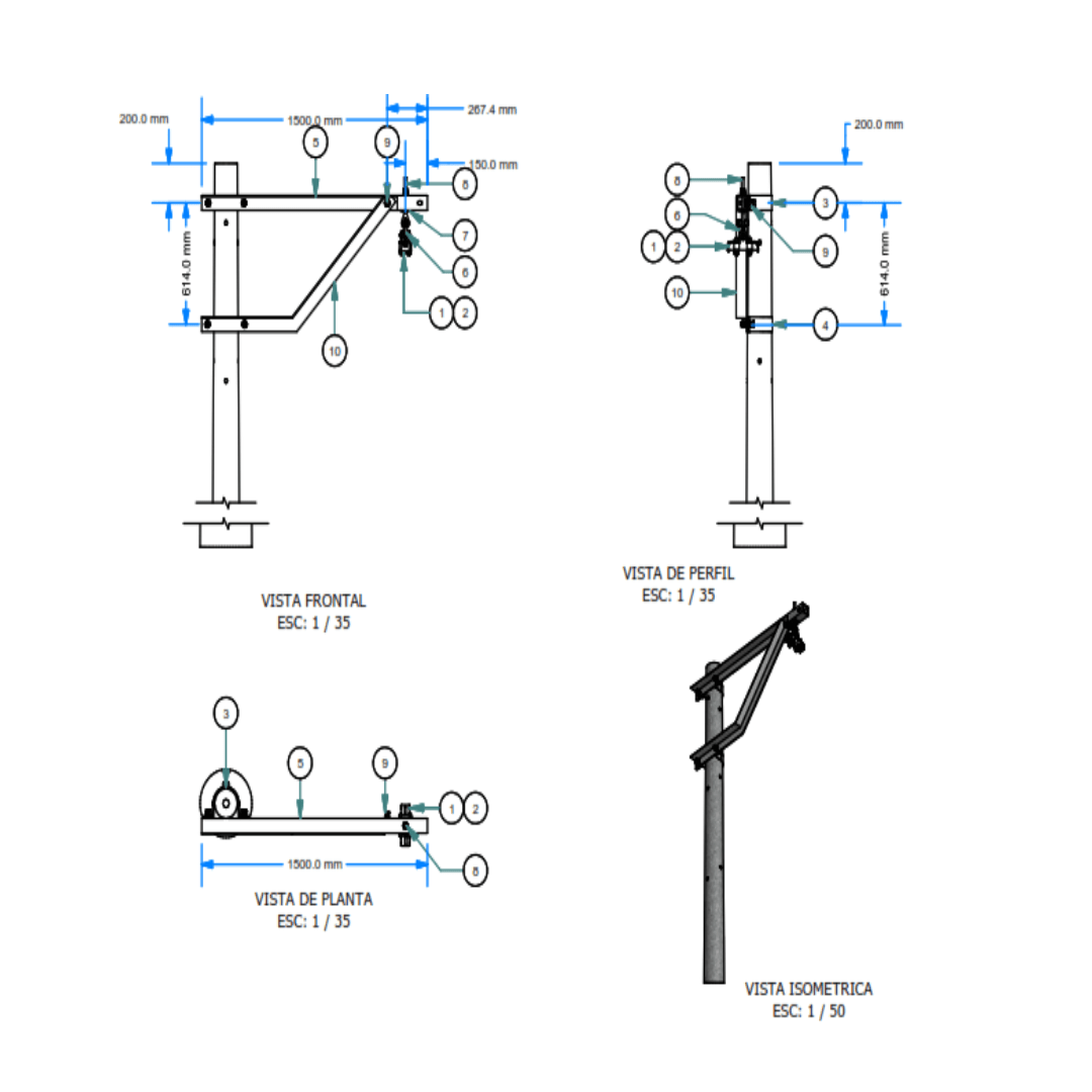ARMADO TIPO ATP1-B AUTOPORTANTE DE MEDIA TENSION GALV CALIENTE ARAGCU AR1